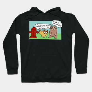 Cat and Sloth Fire Hydrant Comic Hoodie